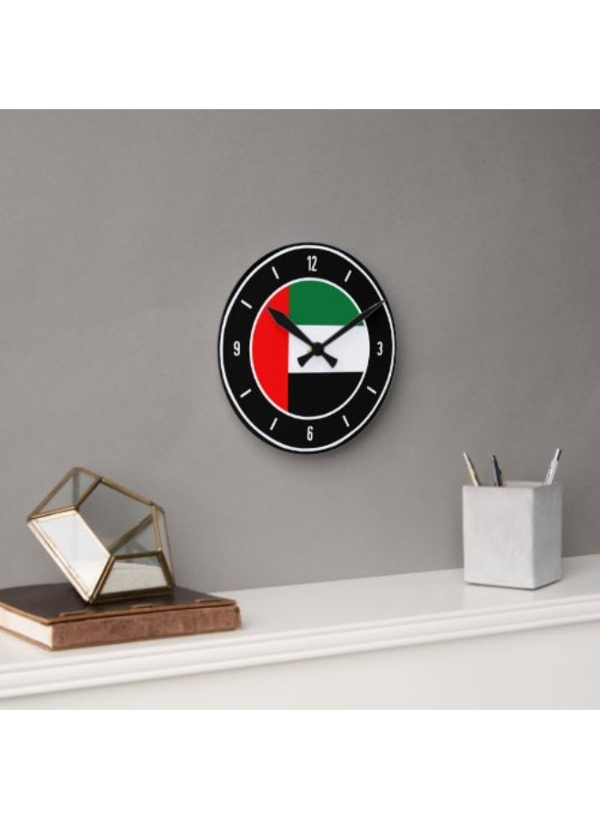 EMAAZZ LLC United Arab Emirates Flag Elegant Round Wall Clock – UAE National Theme Timepiece for Home Office Decor Living Room Bedroom Kitchen Gift - Image 4